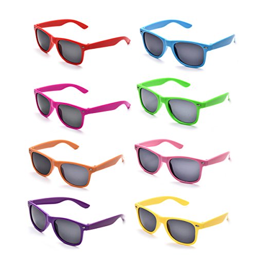 Neon Colors Party Favor Supplies Unisex Sunglasses Pack of 8 (Multicolor)