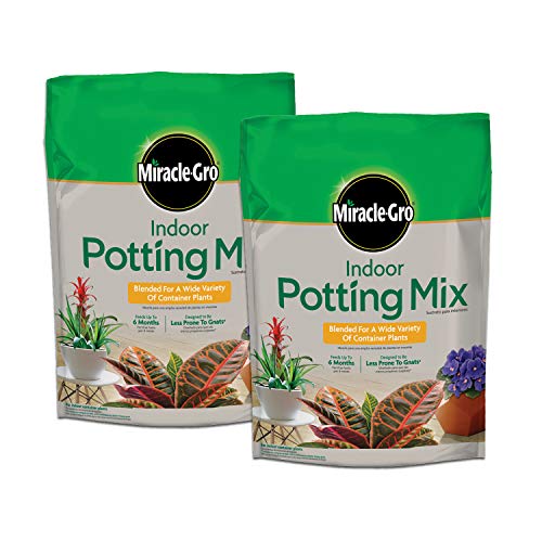 Miracle-Gro Indoor Potting Mix, Grows beautiful Houseplants, 6 qt. (2 Pack)