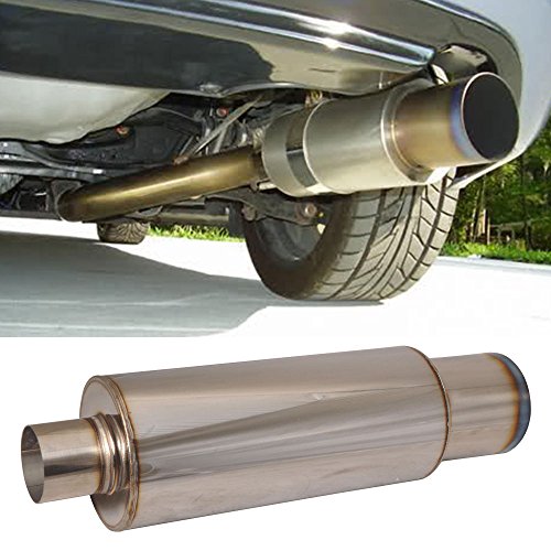 HK5 Motors Univeral 4' N1 Burnt Tip Stainless Steel Muffler Weld on Exhaust 2.5' Inlet