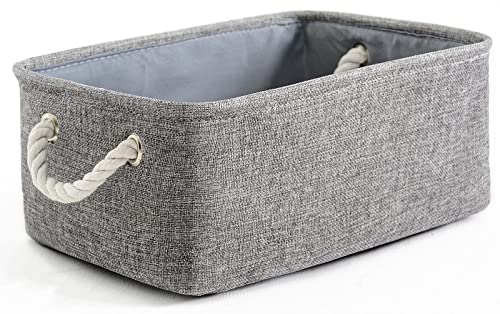 TheWarmHome Storage Bins for Shelves - 11.8x7.9x5.2 inch Grey Small Storage Baskets for Organizing, Fabric Storage Cubes Closet Organizer for Home Nursery Baby Toy Gift Decorative (Gray)