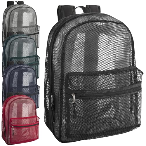 Trail maker (24 Pack) Mesh Backpack Heavy Duty Bulk Wholesale for School, Kids, Adults, Swimmers (Assorted Colors Pack)