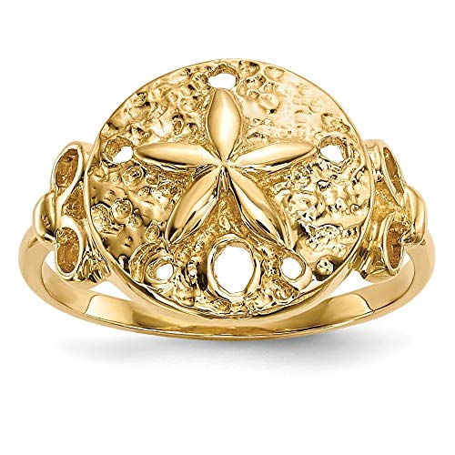 14k Gold Polished Sand Dollar Ring Size 7.00 Jewelry Gifts for Women