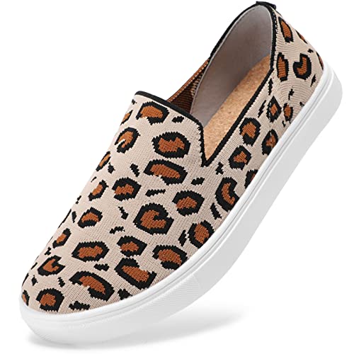 STQ Slip on Shoes for Women Comfortable Casual Loafers Breathable Knit Fashion Sneakers Desert Cat 8 US