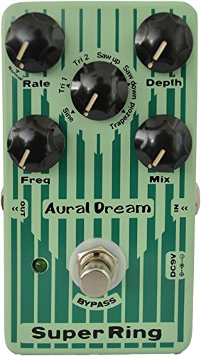 Aural Dream Super Ring Guitar Effect Pedal provides 2 ring modes and 6 modulation waveforms through adjusting Rate and fluctuating Depth to simulate Tubular Bell,Chime and Bells,True Bypass