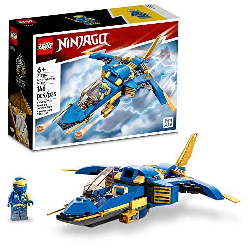 LEGO NINJAGO Jay’s Lightning Jet EVO 71784, Upgradable Toy Plane, Ninja Airplane Building Set, Collectible Birthday Gift Idea for Grandchildren, Kids, Boys and Girls Ages 7 and Up