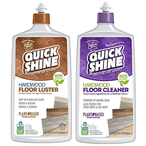 Quick Shine 2 Pack Smart Combo- Includes 1 Hardwood Floor Cleaner & 1 Floor Polish-Luster w/ Plant-Based Carnauba 27oz | Safer Choice | A Clean That Can Be Seen!