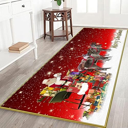 majoseso Christmas Rugs Christmas Runner Rug 23 Inch x 70 Inch Non Slip Christmas Doormat Washable Christmas Decorative Doormat for Living Room Bedroom Bath Laundry Hallway Doormat Holiday Decor