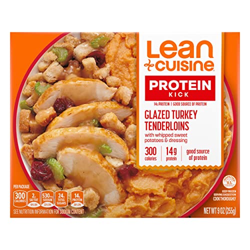 Lean Cuisine Frozen Meal Glazed Turkey Tenderloins, Protein Kick Microwave Meal, Microwave Glazed Turkey Tenderloins Dinner, Frozen Dinner for One, 9 oz