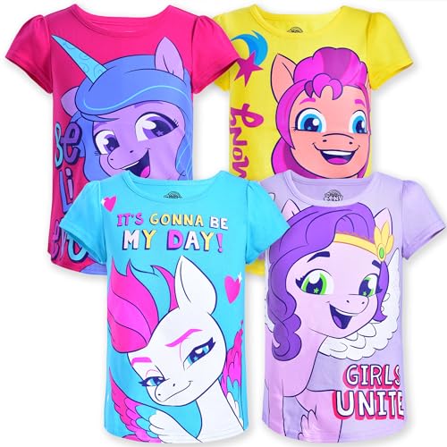 My Little Pony Girls 4 Pack Unicorn Short Sleeve T-Shirt for Big Kids Purple