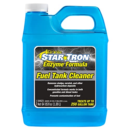 STAR BRITE Star Tron Fuel Tank Cleaner - Remove Sludge, Varnish & Other Deposits - Rejuvanate Old, Stale Fuel - Concentrated Formula Works In Gas Tanks & Diesel Tanks - 64 OZ (093664) , blue