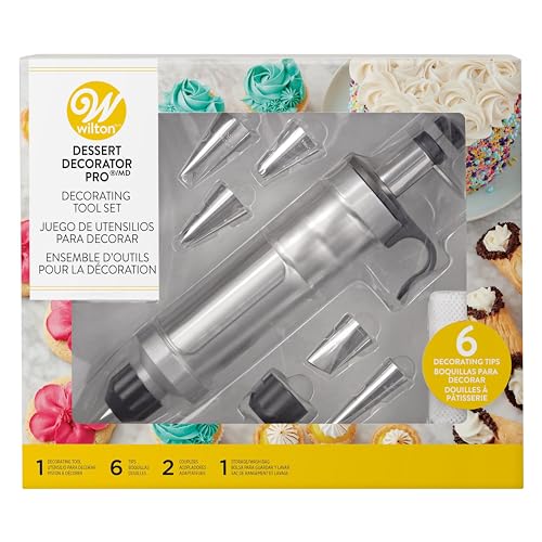 Wilton Dessert Decorator Pro - Easy to Use One Handed Plunger Smoothly Pushes Icing to Decorate Baked Treats or Appetizers Like Deviled Eggs, 10-Piece