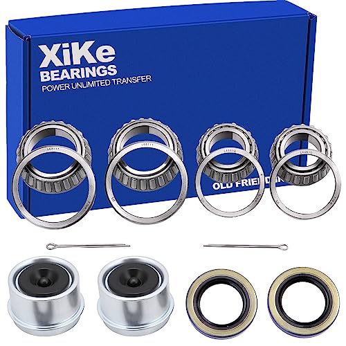 XiKe 2 Set Fits for 1-3/8'' to 1-1/16'' Axles Trailer Wheel Hub Bearings Kit, L68149/L68111 and L44649/L44610, 171255TB Seal OD 1.719'', Dust Cover and Cotter Pin, Rotary Quiet High Speed and Durable.