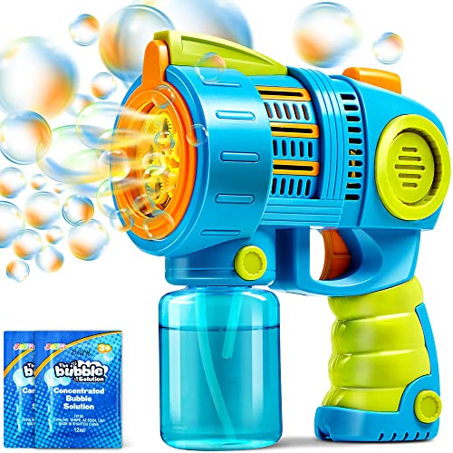 Sloosh Kids Bubble Gun Machine with Bubble Refill Solution, 2 in 1 Automatic Bubble Guns for Toddlers 1-3, Bubble Maker Blower for Kids 4-8, Outdoor Toy, Adults, Summer, Party, Easter, Gift