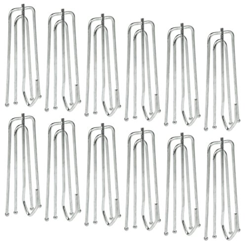 baotongle 50 pcs Stainless Steel Curtain Pleater Tape Hooks Stainless Curtain Pleat Hook, 4 Prongs Pinch Pleat Hook ClipTraverse Pleater