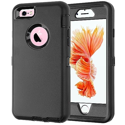 Compatible with iPhone 6/6s Case, 3 in 1 Built-in Screen Full Body Protector Phone Case, Shockproof TPU Hard PC Bumper Drop-Proof Shell for iPhone 6/6s 4.7' Black