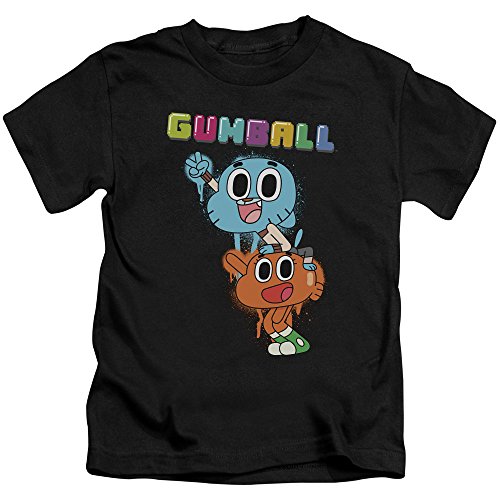 Amazing World of Gumball Gumball Spray Unisex Youth Juvenile T-Shirt for Girls and Boys, Large (7) Black
