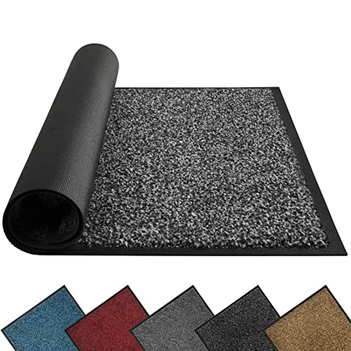 Mibao Dirt Trapper Door Mat for Indoor&Outdoor, 20' x 32', Grey Black,Washable Barrier Mat, Heavy Duty Non-Slip Entrance Rug Shoes Scraper, Super Absorbent Front Carpet