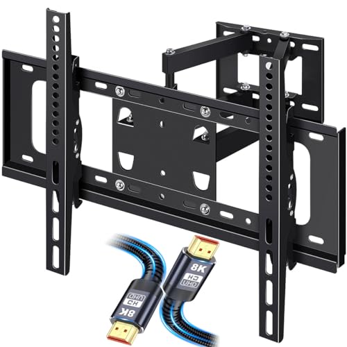 Full Motion TV Wall Mount for 32' to 70' Flat Screen TVs,Holds up to 90 lbs. TV Mounts with 8K HDMI Cable