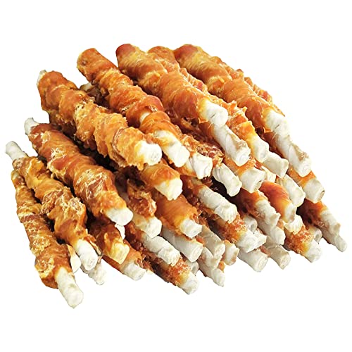 MON2SUN Dog Treats, Rawhide Twist Chicken Hide Sticks, Suitable for Puppy and Small Dogs, 5 Inch (Chicken, Pack of 40)