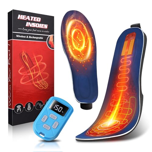 3000mAH Heated Insoles with Remote Control, Rechargeable Battery Foot Warmer for Winter Outdoor Hiking, Sports, Camping
