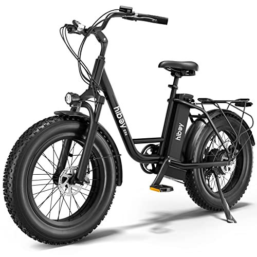 Hiboy EX6 Electric Bike for Adults, 20' 4.0 Fat Tire E Bike 500W Brushless Motor, 48V 15AH Removable Battery Ebike Up to 25 MPH, Shimano 7 Speed with Electric Horn