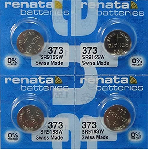 4 Renata 373 Button Cell Watch 0% Hg Mercury Free Batteries