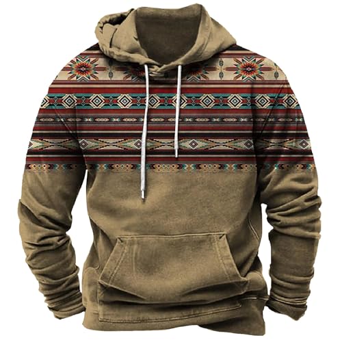 SKDOGDT Womens Clearance Oversized Hoodie Men Oversized Aztec Western Long Sleeve Cowboy Hooded Sweatshirts Tribal Ethnic 1/4 Zip Pullover