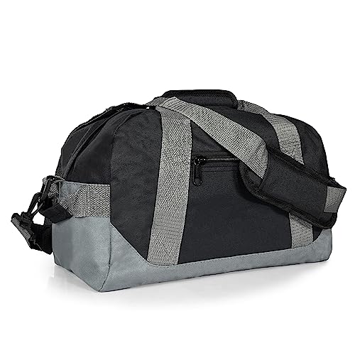 Dalix 14' Small Duffle Bag Two Toned Gym Travel Bag in Black Gray