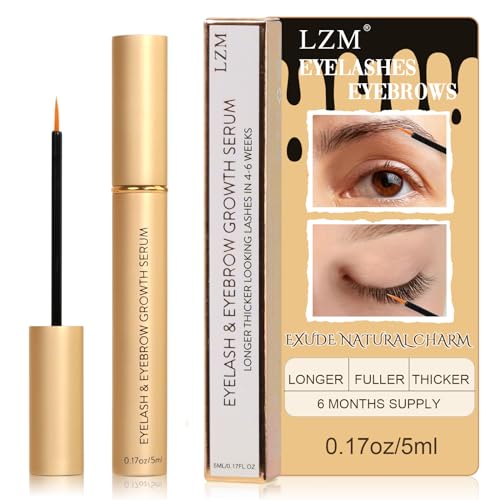 LZM Lash Serum For Eyelash Growth And Thickness Rapid Eyelash Growth Serum & Eyebrow Enhancer Advanced Formula for Longer, Fuller and Thicker Looking Natural Lashes 5 ML