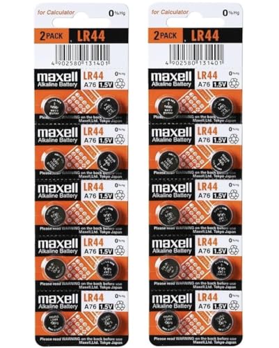 Maxell LR44 (A76) Batteries, 20 Count