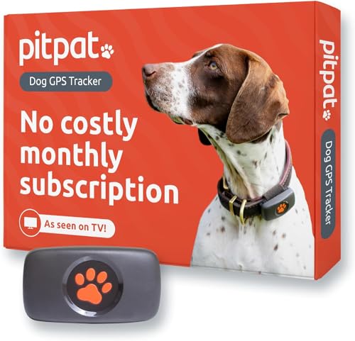 PitPat Dog GPS Tracker - No Subscription Required - Suitable for All Dogs and Fits All Collars - Smart Activity Tracker, Satellite Tracking with Unlimited Range - 100% Waterproof Pet Tracker (Black)