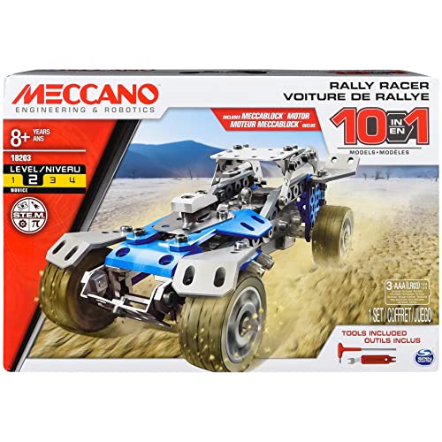 Erector by Meccano 10 in 1 Rally Racer Model Vehicle Building Kit, STEM Education Toy for Ages 8 & up