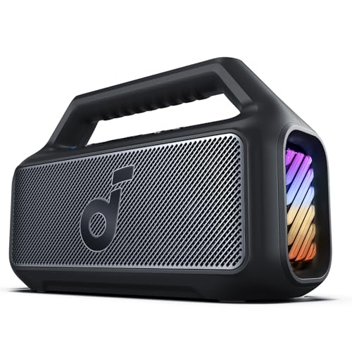 Soundcore Boom 2 Outdoor Speaker, 80W, Subwoofer, BassUp 2.0, 24H Playtime, IPX7 Waterproof, Floatable, RGB Lights, USB-C, Custom EQ, Bluetooth 5.3, Portable for Outdoors, Camping, Beach