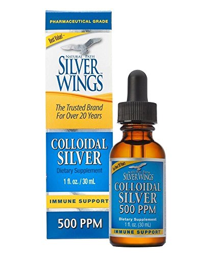 Natural Path Silver Wings Colloidal Silver 500PPM, Amber Brown Liquid Immune Support, 1 Fl Oz (Pack of 1)