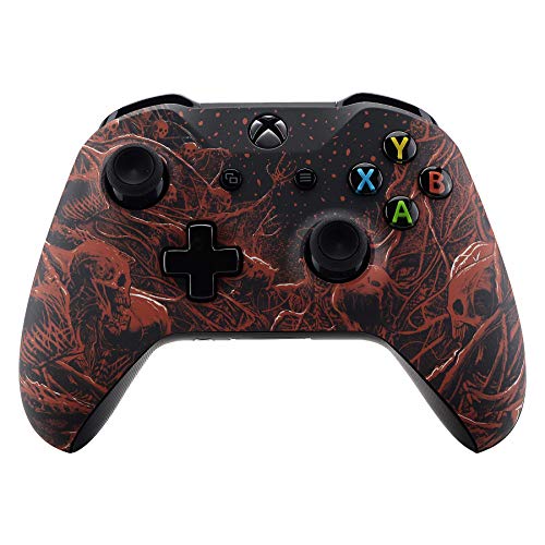 eXtremeRate Blood Purgatory Patterned Front Housing Shell Case, Soft Touch Faceplate Cover Replacement Kit for Xbox One S & One X Controller (Model 1708) - Controller NOT Included