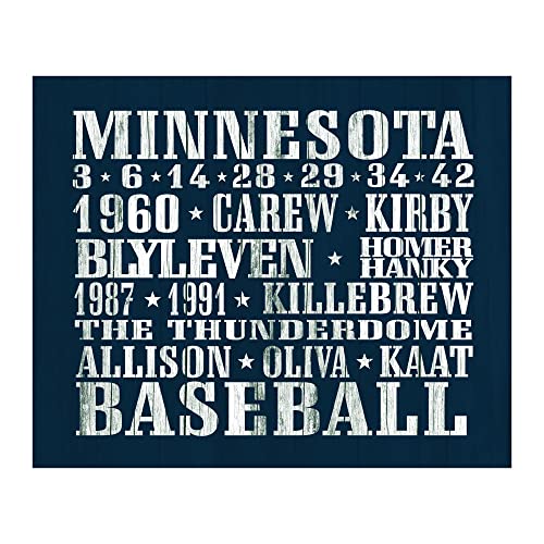 Minnesota Twins-Baseball -Vintage Sports Wall Decor, Retro MLB Baseball Players Typographic Art Print Sign, Ideal For Home Decor, Office Decor, Locker Room Decor, Man Cave & Bar Decor. Unframed-10x8