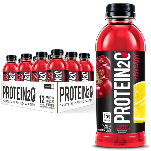 Protein2o 15g Whey Protein Infused Water Plus Energy, Cherry Lemonade, 16.9 oz Bottle (Pack of 12)