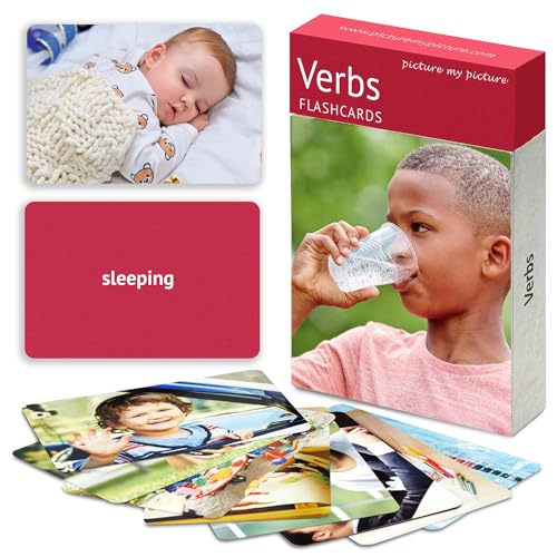 Verb Flash Cards Volume 1 | 40 Action Language Builder Picture Cards for Kids and Adults | ESL Teaching Materials for Adults | Picture Cards for Speech Therapy and Home Schooling | Vocabulary Builder