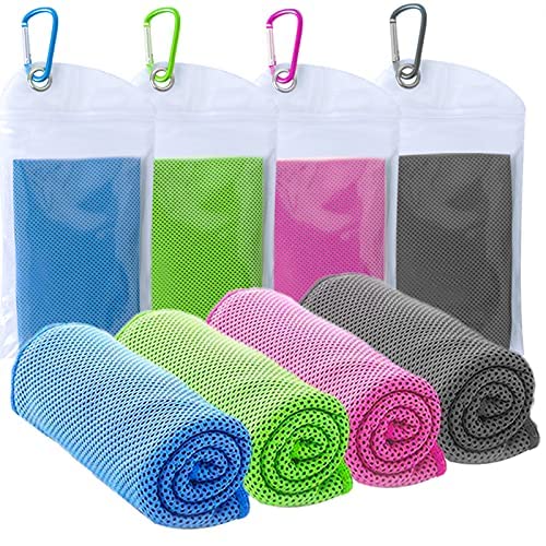 TowelTouch Cooling Towel 4 Packs (40'x12'),Cooling Towels for Neck and Face,Soft Breathable Chilly Towel for Yoga,Workout,Gym,Golf,Camping,Outdoor Sports Towel for Instant Cooling Relief