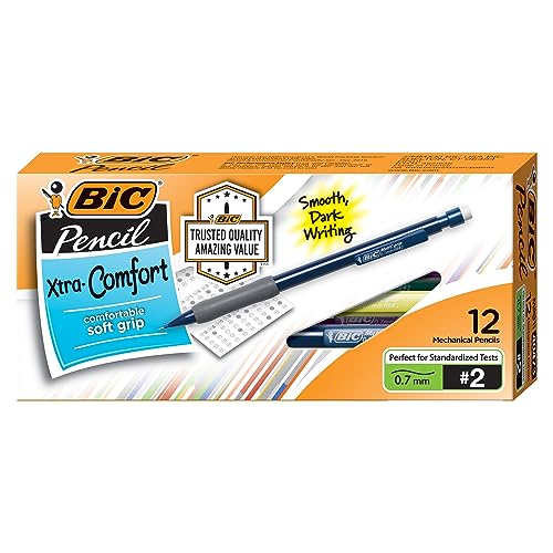 BIC Xtra Comfort Mechanical Pencils, Medium Point (0.7mm), Soft Grip For Comfort and Added Control, 12-Count Pack