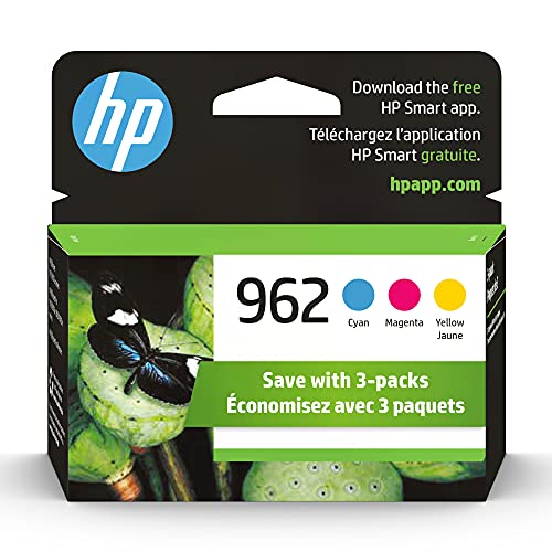 HP 962 Cyan, Magenta, Yellow Ink Cartridges (3 pack) | Works with HP OfficeJet 9010 Series, HP OfficeJet Pro 9010, 9020 Series | Eligible for Instant Ink | 3YP00AN