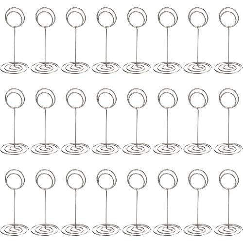24 Pack Table Number Holder Wedding Table Name Card Holder Clips Picture Memo Note Photo Stand (Silver)