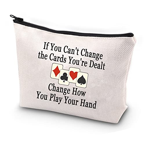 JYTAPP Poker Playing Cards Cosmetic Bag Gambler Gift Can't Change The Hand You're Dealt Change How Play Hand Cosmetic Bag Gambling Survival Kit Casino Lover Gift