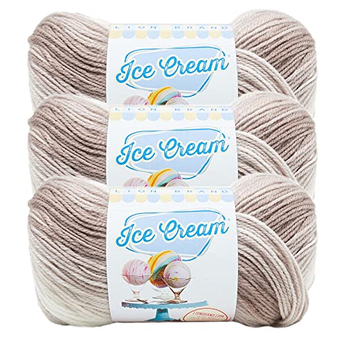 (3 Pack) Lion Brand Yarn Ice Cream Baby Yarn, Coffee Multicolor