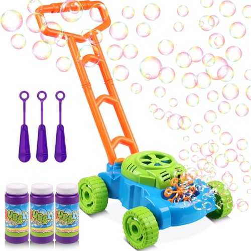 Lydaz Bubble Lawn Mower for Toddlers 1-3, Kids Bubble Blower Maker Machine, Outdoor Summer Push Backyard Gardening Toys, Halloween Birthday Gifts Toys for Preschool Baby Boys Girls Age 1 2 3+ Year Old