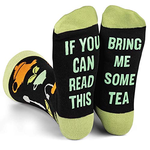 Lavley If You Can Read This, Bring Me Funny Socks - Novelty Gifts for Men, Women and Teens (US, Alpha, One Size, Regular, Regular, Tea (Black))
