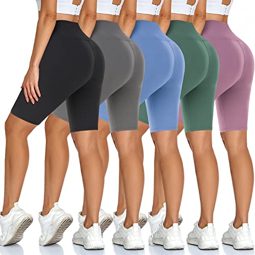 Diu Life 5 Pack High Waist Biker Shorts for Women - Buttery Soft 8' Womens Shorts for Workout, Yoga, Athletic