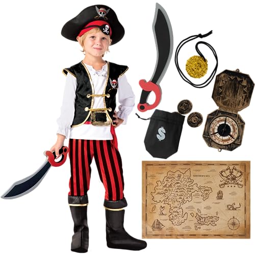 Spooktacular Creations Kids Pirate Costume, Pirate Dress Up for Boys Halloween theme party and Role Play-M