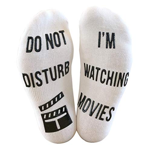 'Do Not Disturb, I'm Watching Movies' Funny Ankle Socks - Great Birthday Christmas Gift For Movie Fans Black