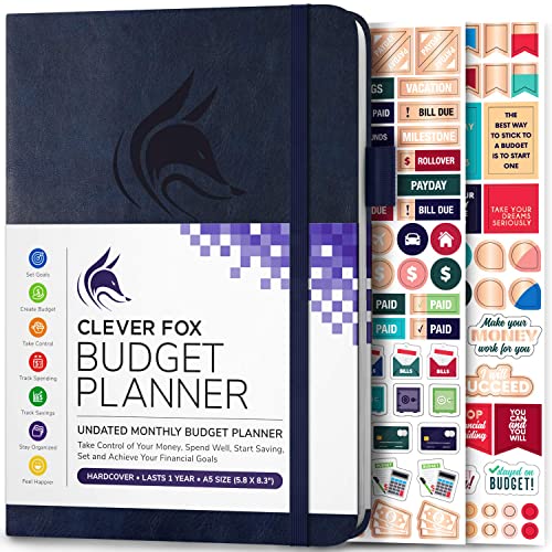 Clever Fox Budget Planner - Expense Tracker Notebook. Monthly Budgeting Organizer, Finance Logbook & Accounts Book, Bill Tracker, A5 (Dark Blue)